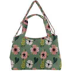 Flower Green Pink Pattern Floral Double Compartment Shoulder Bag by anzea