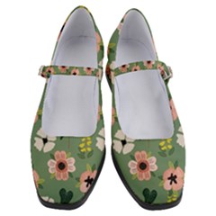 Flower Green Pink Pattern Floral Women s Mary Jane Shoes by anzea