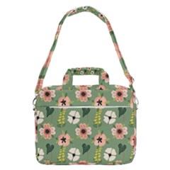 Flower Green Pink Pattern Floral Macbook Pro 15  Shoulder Laptop Bag by anzea