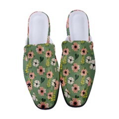 Flower Green Pink Pattern Floral Women s Classic Backless Heels by anzea