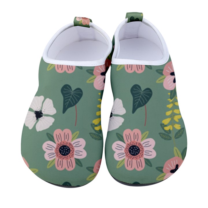 Flower Green Pink Pattern Floral Kids  Sock-Style Water Shoes