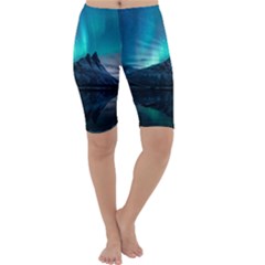 Aurora Borealis Mountain Reflection Cropped Leggings  by Grandong