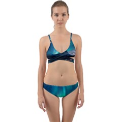 Aurora Borealis Mountain Reflection Wrap Around Bikini Set by Grandong