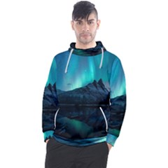 Aurora Borealis Mountain Reflection Men s Pullover Hoodie by Grandong