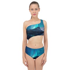 Aurora Borealis Mountain Reflection Spliced Up Two Piece Swimsuit by Grandong