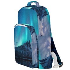 Aurora Borealis Mountain Reflection Double Compartment Backpack by Grandong