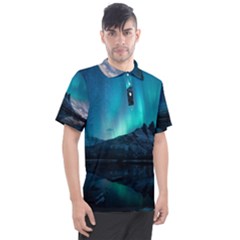 Aurora Borealis Mountain Reflection Men s Polo T-shirt by Grandong