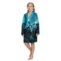 Aurora Borealis Mountain Reflection Kids  Long Sleeve Velvet Lounge Robe View2