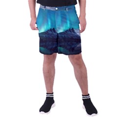 Aurora Borealis Mountain Reflection Men s Pocket Shorts by Grandong