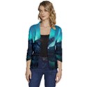 Aurora Borealis Mountain Reflection Women s One-Button 3/4 Sleeve Short Jacket View1