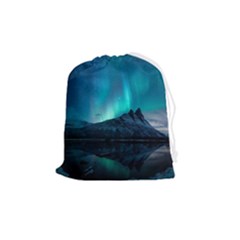 Aurora Borealis Mountain Reflection Drawstring Pouch (medium) by Grandong