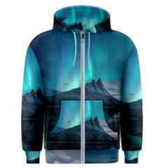 Aurora Borealis Mountain Reflection Men s Zipper Hoodie