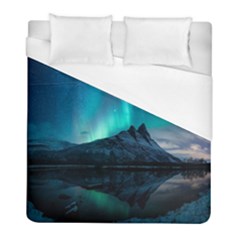 Aurora Borealis Mountain Reflection Duvet Cover (full/ Double Size) by Grandong