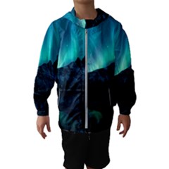 Aurora Borealis Mountain Reflection Kids  Hooded Windbreaker