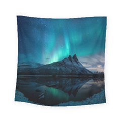 Aurora Borealis Mountain Reflection Square Tapestry (small) by Grandong