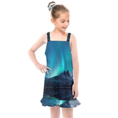 Aurora Borealis Mountain Reflection Kids  Overall Dress