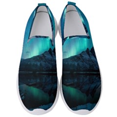 Aurora Borealis Mountain Reflection Men s Slip On Sneakers