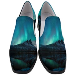 Aurora Borealis Mountain Reflection Women Slip On Heel Loafers by Grandong