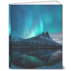 Aurora Borealis Mountain Reflection 8  X 10  Softcover Notebook by Grandong