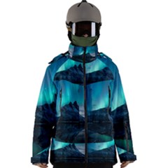 Aurora Borealis Mountain Reflection Men s Zip Ski And Snowboard Waterproof Breathable Jacket by Grandong