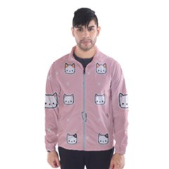 Cute Cat Cartoon Doodle Seamless Pink Pattern Men s Windbreaker