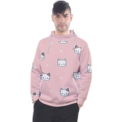 Cute Cat Cartoon Doodle Seamless Pink Pattern Men s Pullover Hoodie