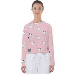 Cute Cat Cartoon Doodle Seamless Pink Pattern Women s Slouchy Sweat