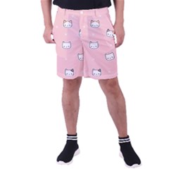 Cute Cat Cartoon Doodle Seamless Pink Pattern Men s Pocket Shorts by Grandong