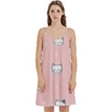 Cute Cat Cartoon Doodle Seamless Pink Pattern Mini Camis Dress With Pockets View1