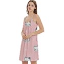 Cute Cat Cartoon Doodle Seamless Pink Pattern Mini Camis Dress With Pockets View2