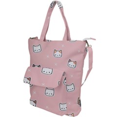 Cute Cat Cartoon Doodle Seamless Pink Pattern Shoulder Tote Bag by Grandong