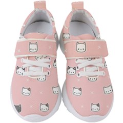 Cute Cat Cartoon Doodle Seamless Pink Pattern Kids  Velcro Strap Shoes by Grandong