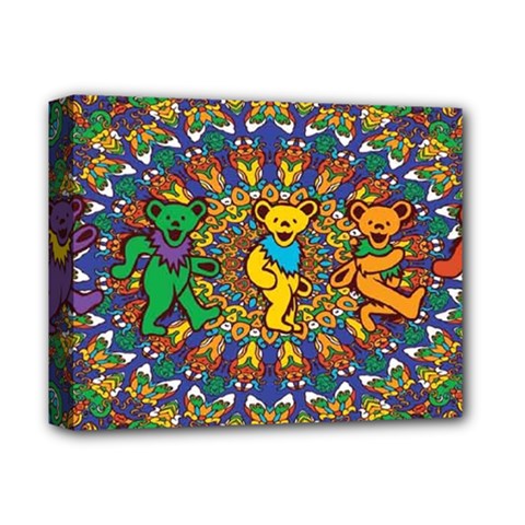 Dead Dancing Bears Grateful Dead Pattern Deluxe Canvas 14  X 11  (stretched) by Grandong