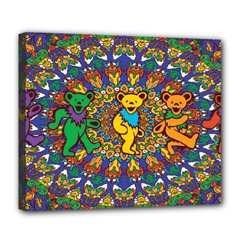 Dead Dancing Bears Grateful Dead Pattern Deluxe Canvas 24  X 20  (stretched) by Grandong