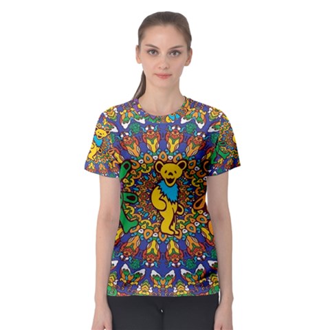 Dead Dancing Bears Grateful Dead Pattern Women s Sport Mesh T-shirt by Grandong