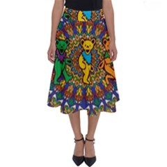 Dead Dancing Bears Grateful Dead Pattern Perfect Length Midi Skirt by Grandong