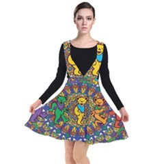 Dead Dancing Bears Grateful Dead Pattern Plunge Pinafore Dress by Grandong