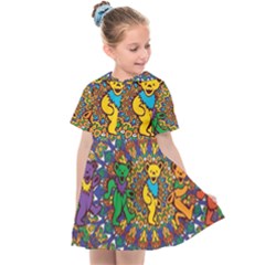 Dead Dancing Bears Grateful Dead Pattern Kids  Sailor Dress by Grandong