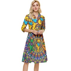 Dead Dancing Bears Grateful Dead Pattern Classy Knee Length Dress by Grandong