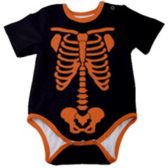 Skeleton Baby Romper Orange Baby Short Sleeve Bodysuit by coscloset