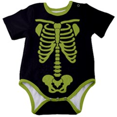 Skeleton Baby Romper Green Baby Short Sleeve Bodysuit by coscloset