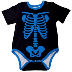 Skeleton Baby Romper Blue Baby Short Sleeve Bodysuit by coscloset