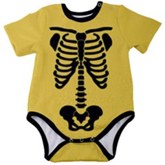 Skeleton Baby Romper Inverted Yellow Baby Short Sleeve Bodysuit by coscloset