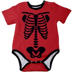 Skeleton Baby Romper Inverted Red Baby Short Sleeve Bodysuit by coscloset