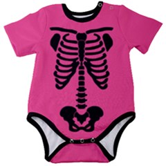 Skeleton Baby Romper Inverted Pink Baby Short Sleeve Bodysuit by coscloset