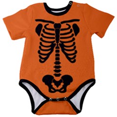 Skeleton Baby Romper Inverted Orange Baby Short Sleeve Bodysuit by coscloset