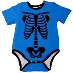 Skeleton Baby Romper Inverted Blue Baby Short Sleeve Bodysuit by coscloset