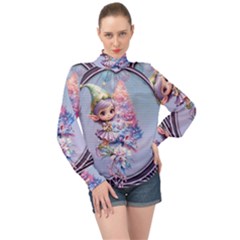 Christmas Elf High Neck Long Sleeve Chiffon Top by FantasyArt