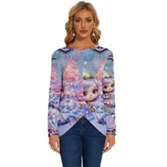 Christmas Elf Long Sleeve Crew Neck Pullover Top by FantasyArt