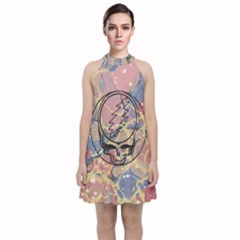 Grateful Dead Artsy Velvet Halter Neckline Dress 